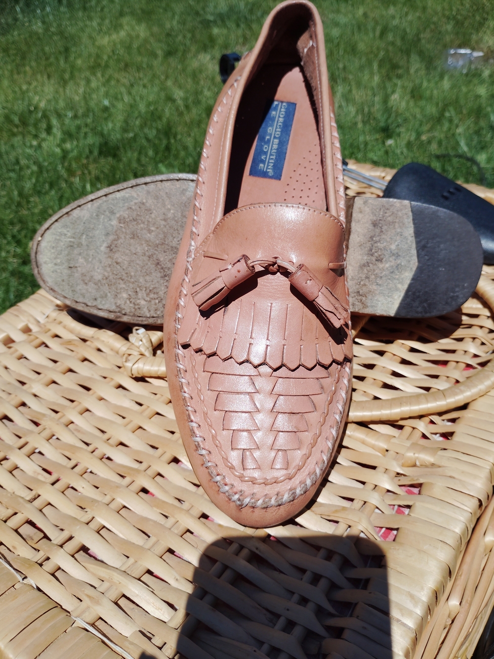 Giorgio Brutini Tan Leather Tassel Woven Loafers - Picture 4 of 7